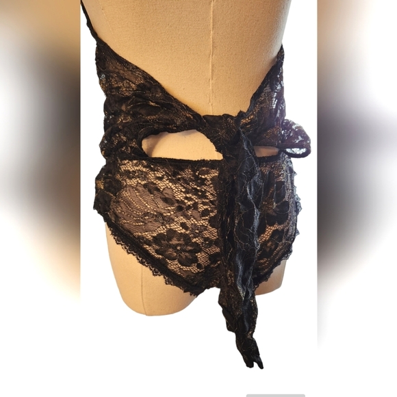 NWOT Black Lace with Gold High Neck Teddy - Picture 5 of 8